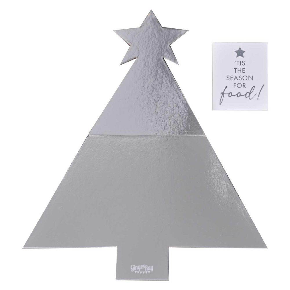 Grazing Boards |   Silver Tree Shaped Christmas Grazing Board Candles & Cake Accessories Grazing Boards