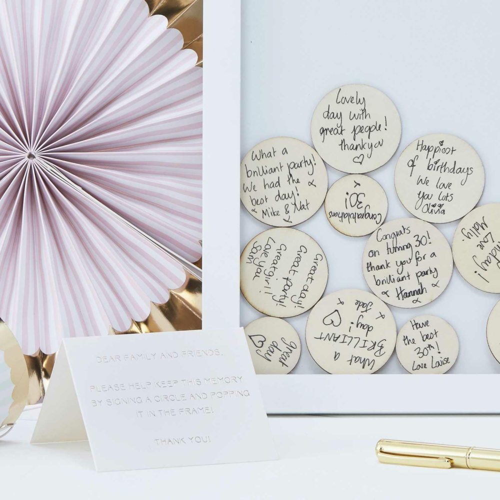 Guest Books & Post Boxes |   Circle Drop Top Frame Guest Book Alternative Party Accessories Guest Books & Post Boxes