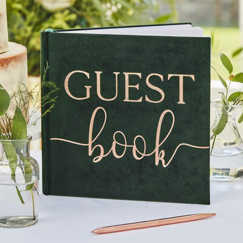 Guest Books & Post Boxes |   Green Velvet Foiled Wedding Guest Book Guest Books & Post Boxes Guest Books & Post Boxes