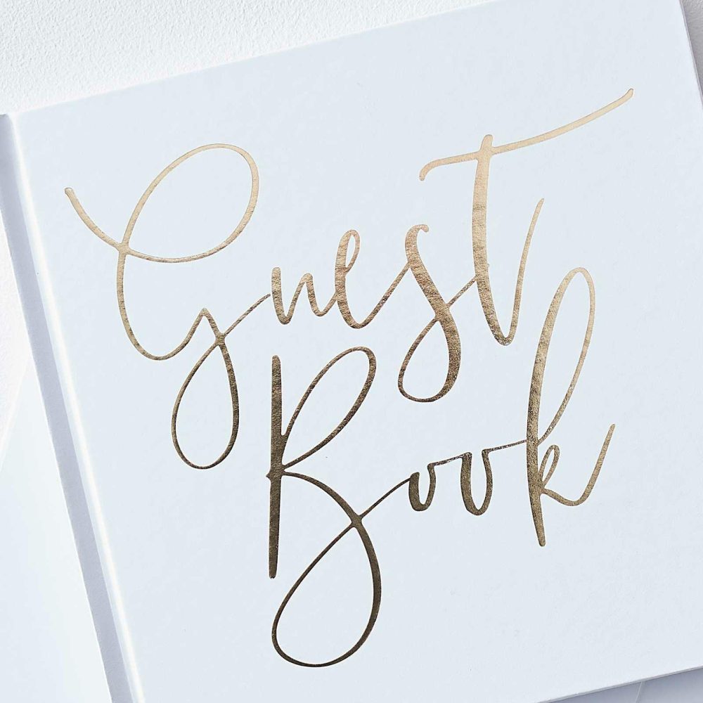 Guest Books & Post Boxes |   White And Gold Foiled Wedding Guest Book Guest Books & Post Boxes Guest Books & Post Boxes