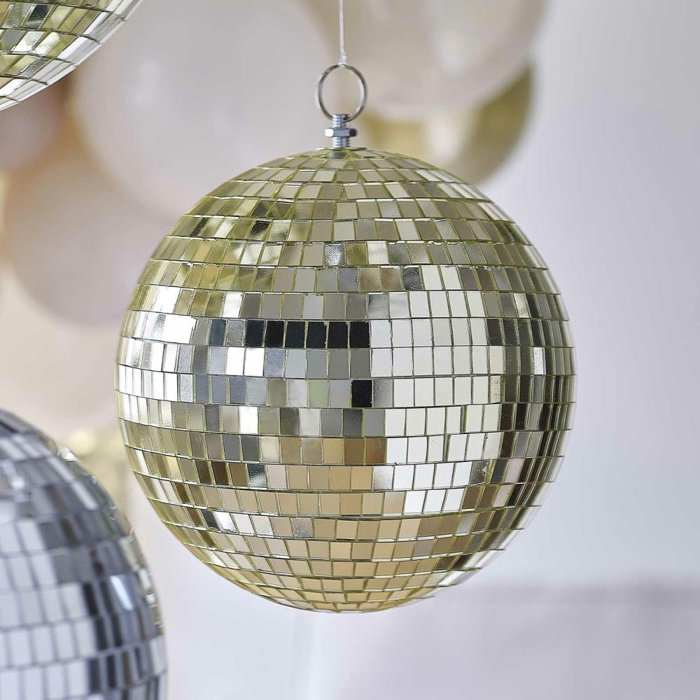 Hanging Decorations |   20Cm Gold Disco Ball Hanging Decoration Hanging Decorations Hanging Decorations