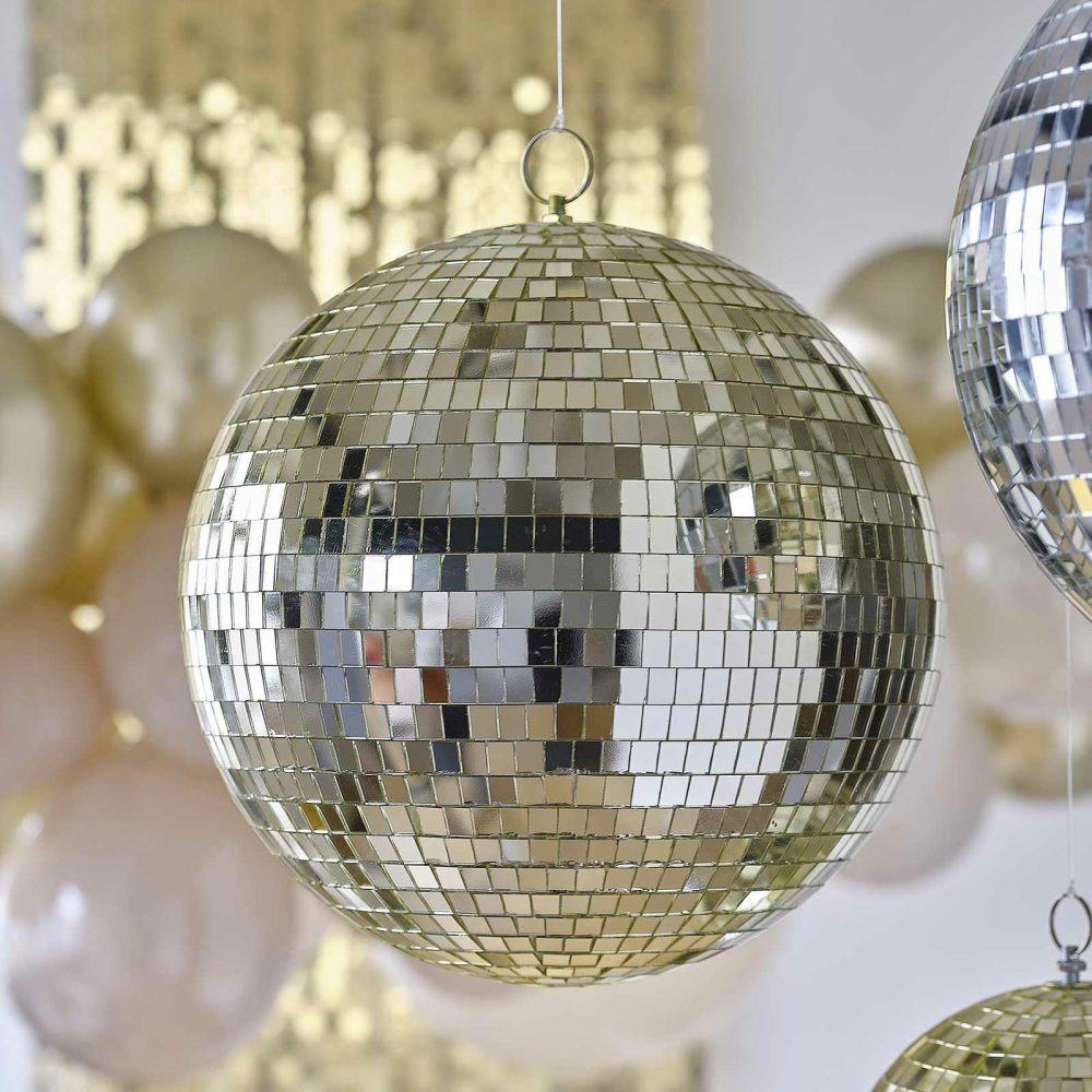 Hanging Decorations |   30Cm Gold Disco Ball Hanging Decoration Hanging Decorations Hanging Decorations