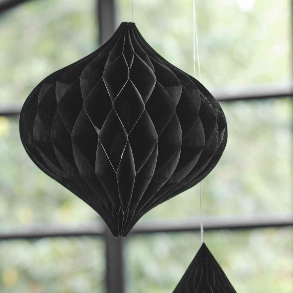 Hanging Decorations |   Black Honeycomb Paper Hanging Decorations Hanging Decorations Hanging Decorations