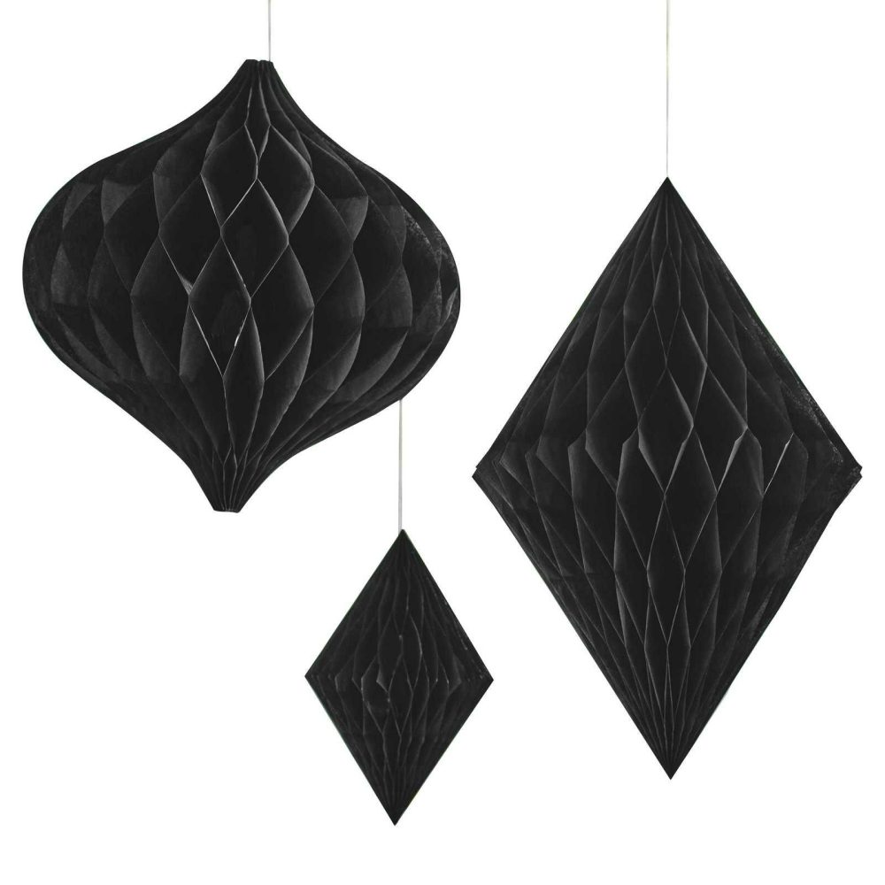 Hanging Decorations |   Black Honeycomb Paper Hanging Decorations Hanging Decorations Hanging Decorations