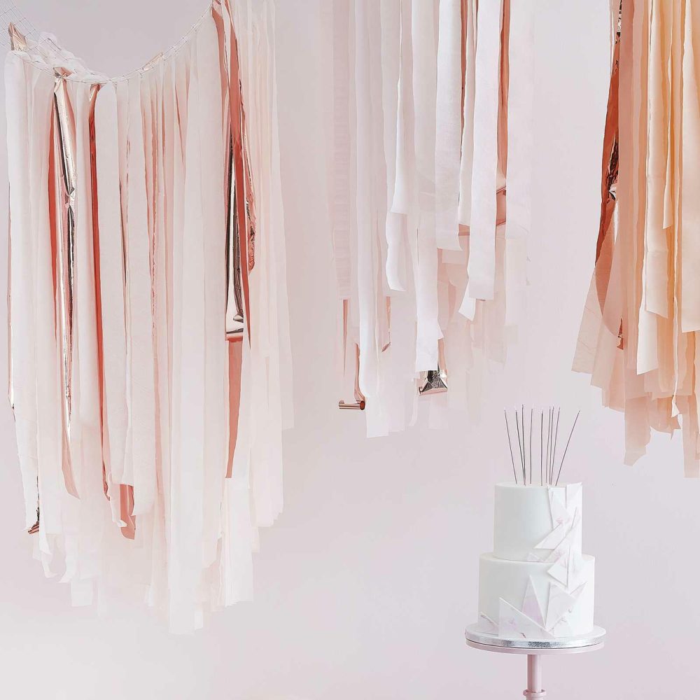 Hanging Decorations |   Blush And Rose Gold Streamer Ceiling Decoration Hanging Decorations Hanging Decorations