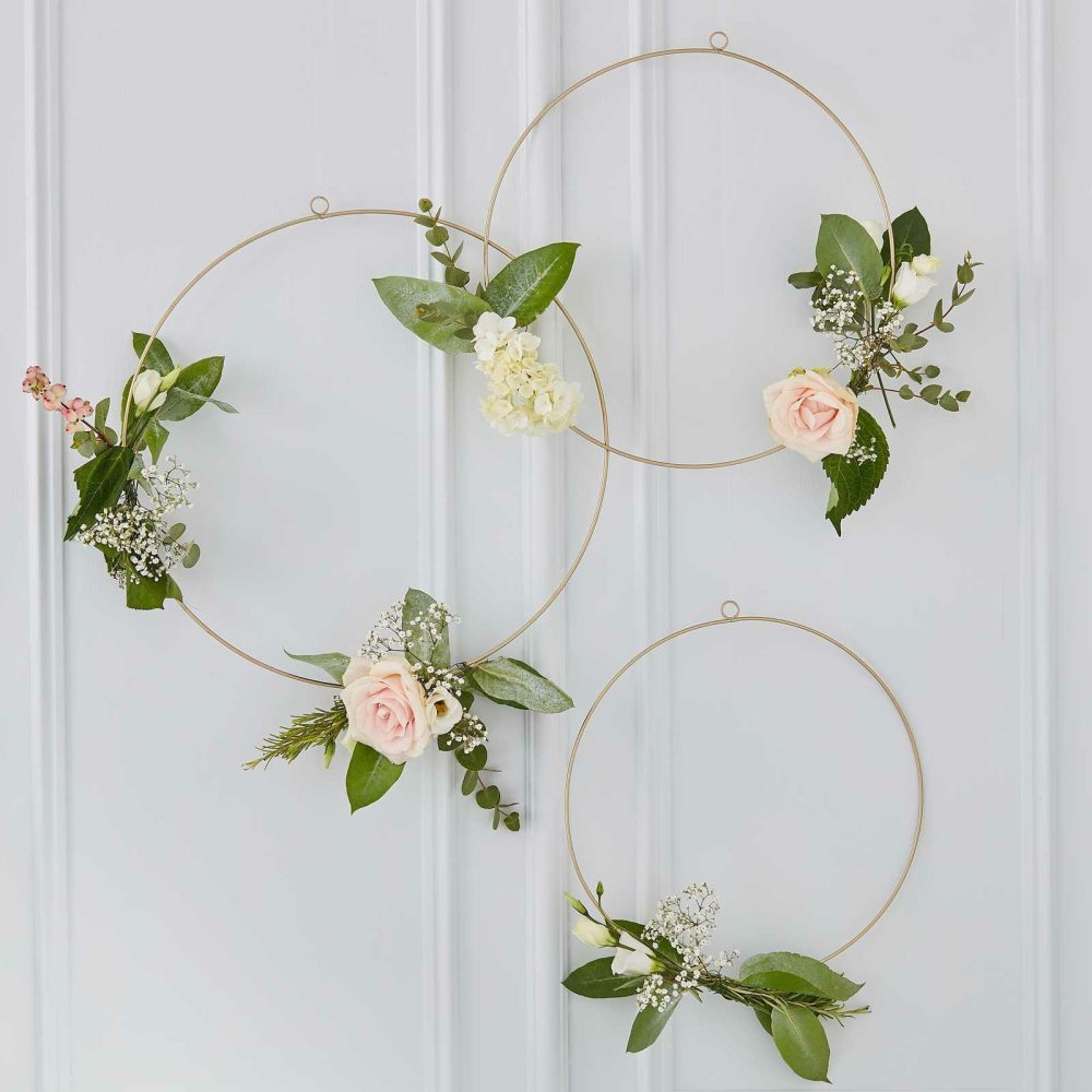 Hanging Decorations |   Gold Wedding Floral Hoops Hanging Decorations Hanging Decorations