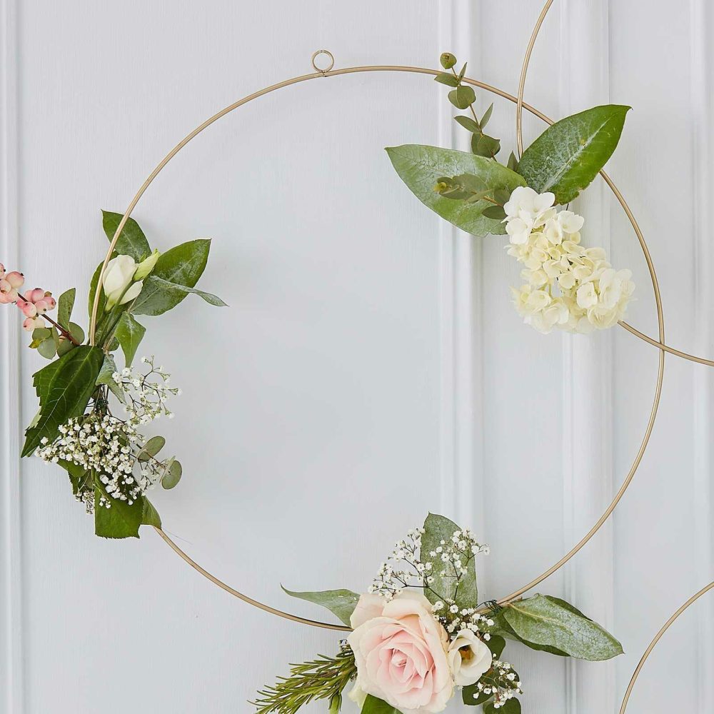 Hanging Decorations |   Gold Wedding Floral Hoops Hanging Decorations Hanging Decorations