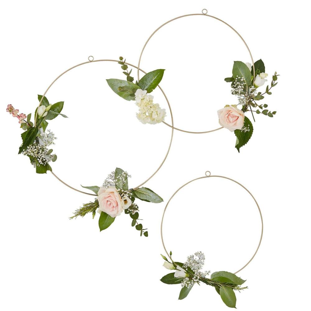 Hanging Decorations |   Gold Wedding Floral Hoops Hanging Decorations Hanging Decorations