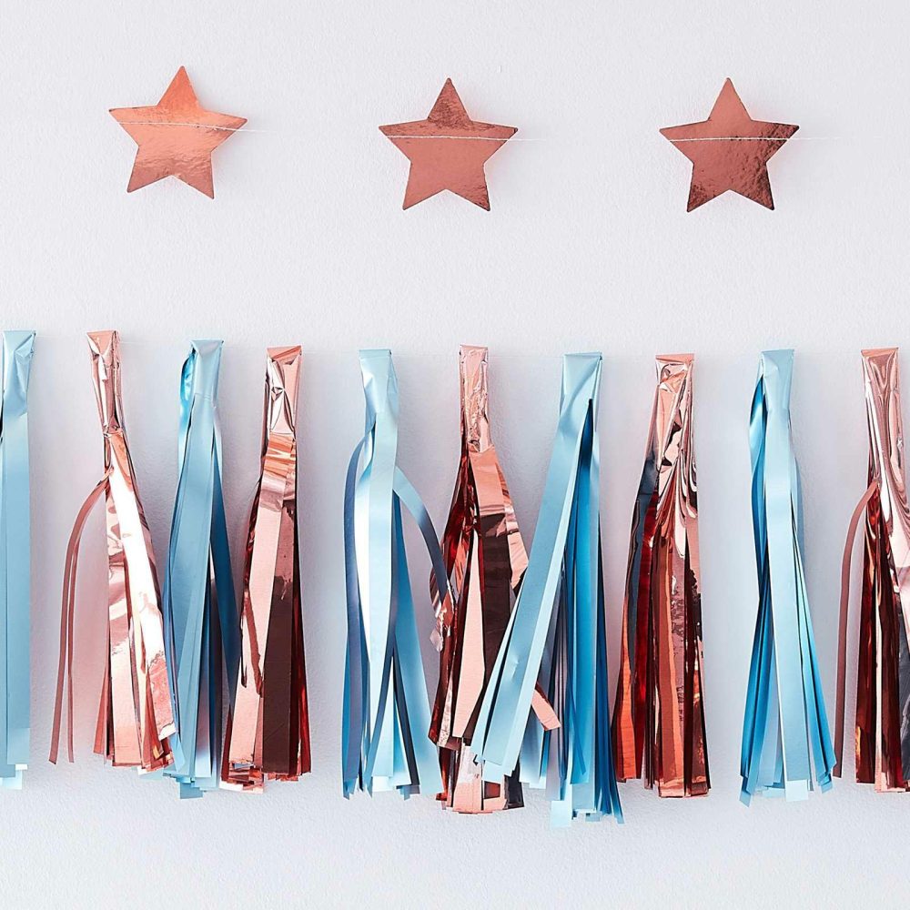 Hanging Decorations |   Matte Blue & Rose Gold Tassel Garland Hanging Decorations Hanging Decorations