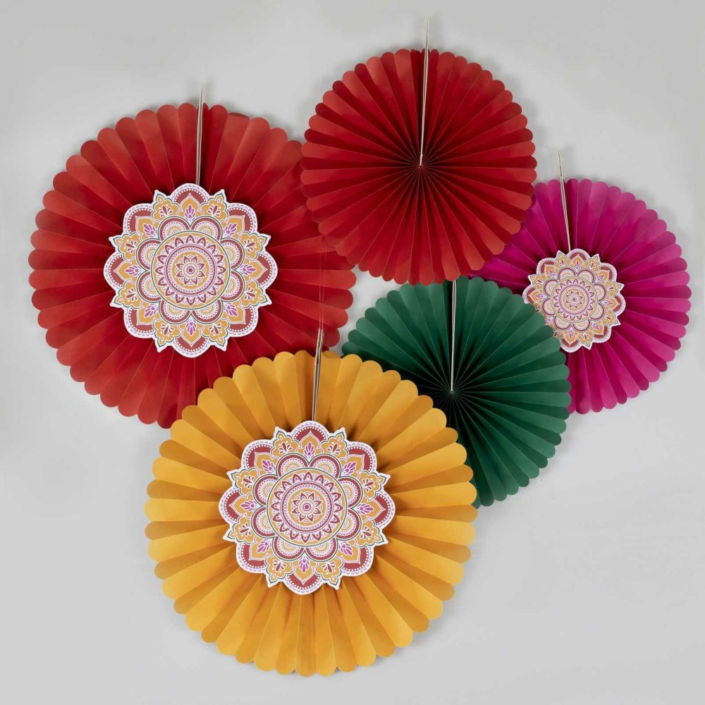 Hanging Decorations |   Multicoloured Diwali Paper Fan Decorations Hanging Decorations Hanging Decorations