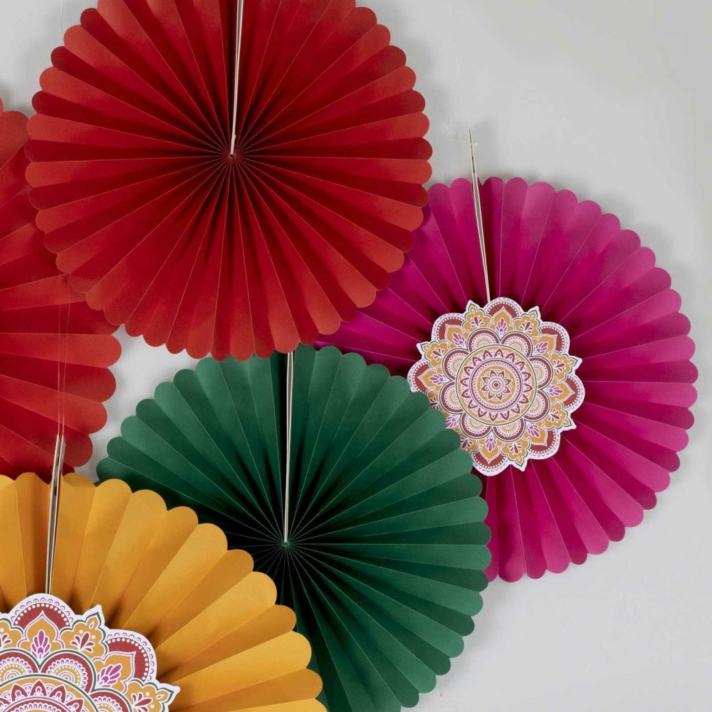 Hanging Decorations |   Multicoloured Diwali Paper Fan Decorations Hanging Decorations Hanging Decorations