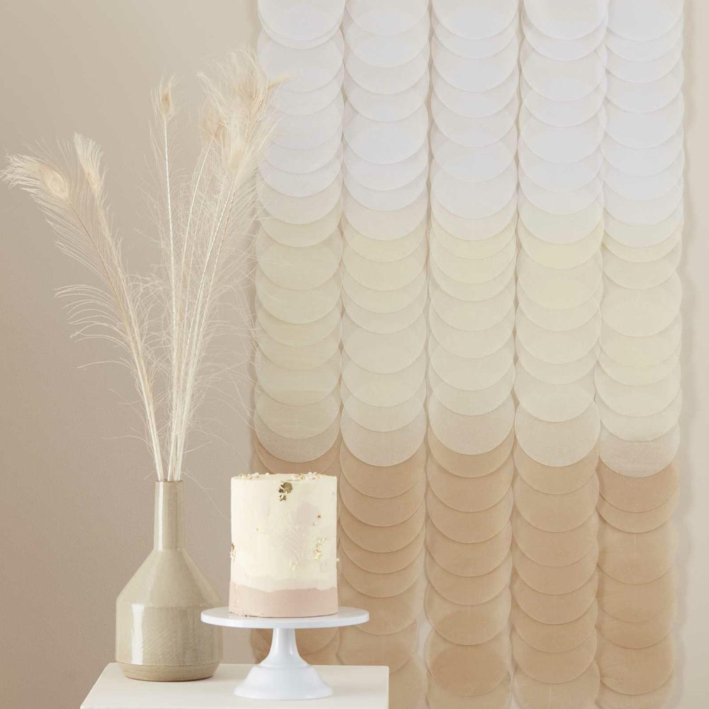 Hanging Decorations |   Neutral Ombre Tissue Paper Disc Party Backdrop Backdrops Backdrops