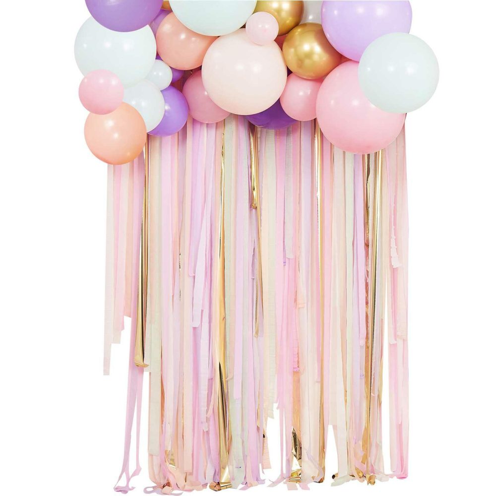 Hanging Decorations |   Pastel Streamer And Balloon Party Backdrop Backdrops Backdrops