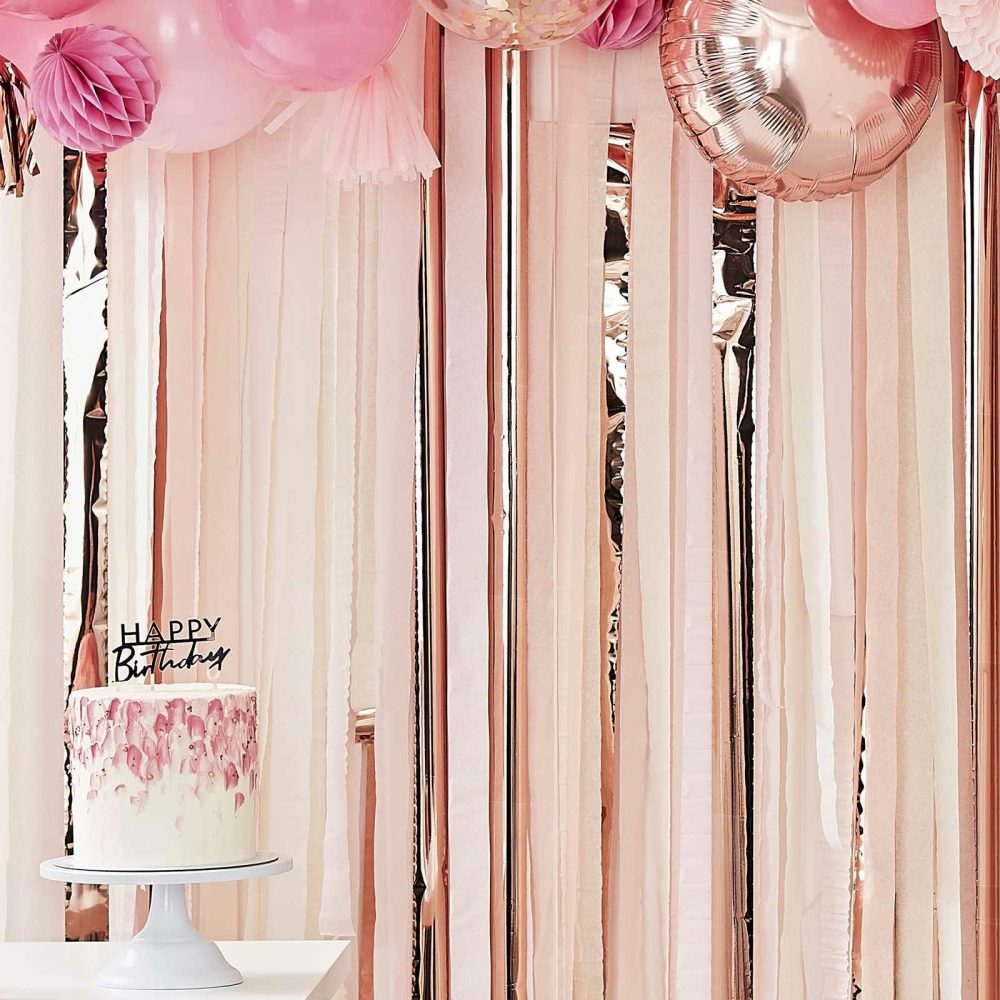 Hanging Decorations |   Pink And Rose Gold Party Streamers Backdrop Backdrops Backdrops