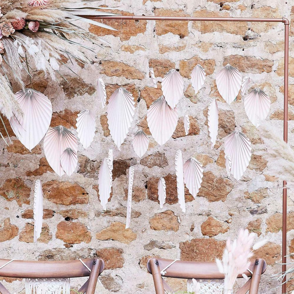 Hanging Decorations |   Pink Palm Spear Wedding Backdrop Backdrops Backdrops