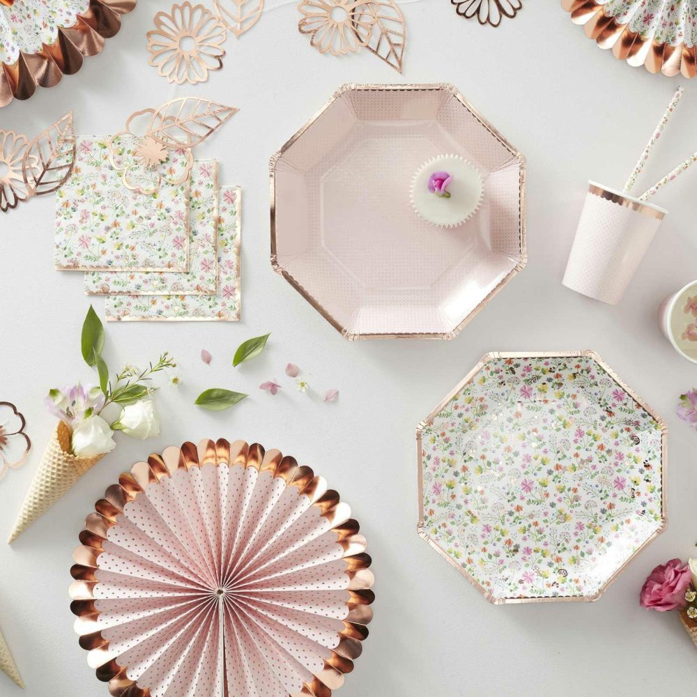 Hanging Decorations |   Rose Gold Floral Paper Fan Decorations Hanging Decorations Hanging Decorations