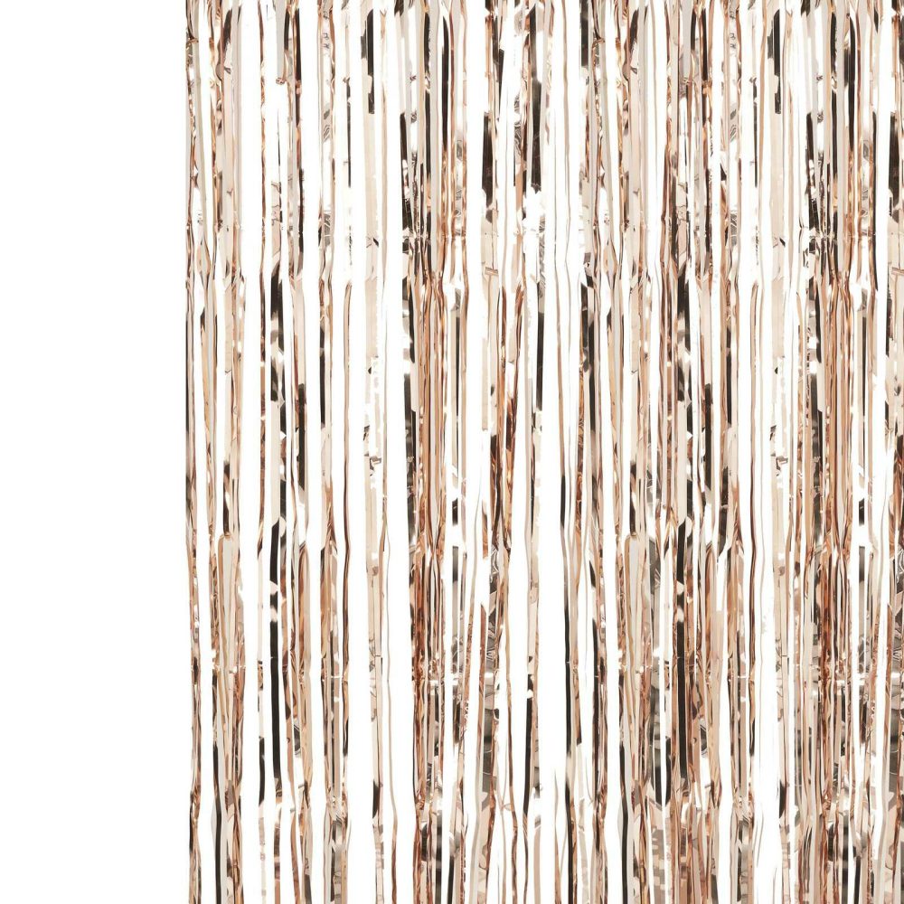 Hanging Decorations |   Rose Gold Fringe Foil Curtain Backdrops Backdrops