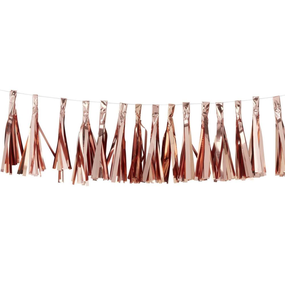 Hanging Decorations |   Rose Gold Tassel Garland Bunting & Garlands Bunting & Garlands