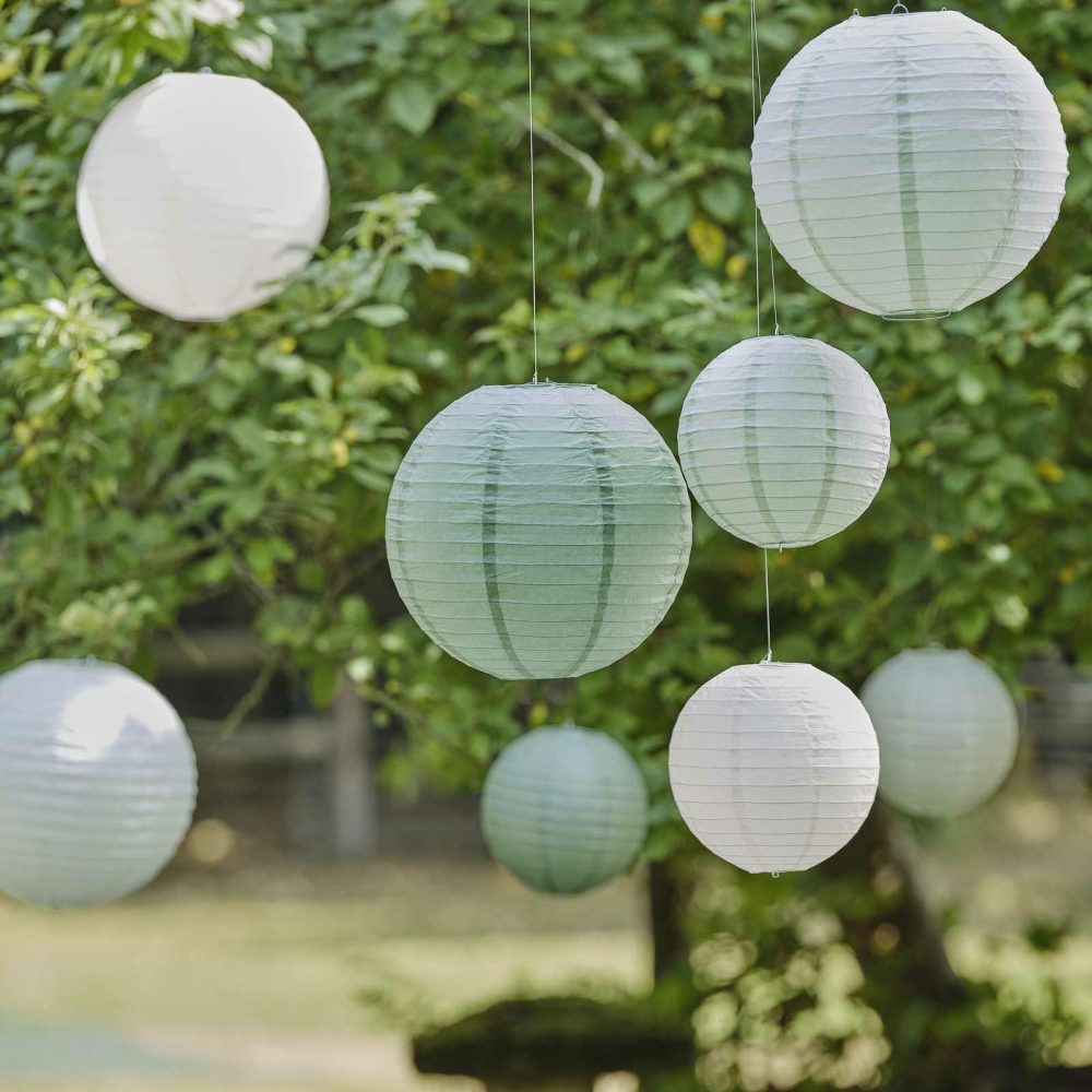 Hanging Decorations |   Sage & Cream Paper Lantern Hanging Decorations Hanging Decorations Hanging Decorations