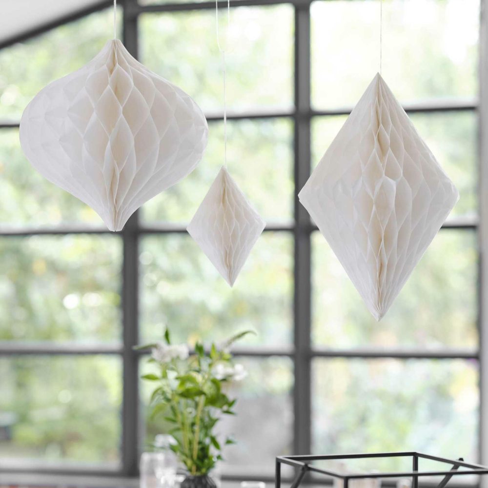 Hanging Decorations |   White Honeycomb Paper Hanging Decorations Hanging Decorations Hanging Decorations