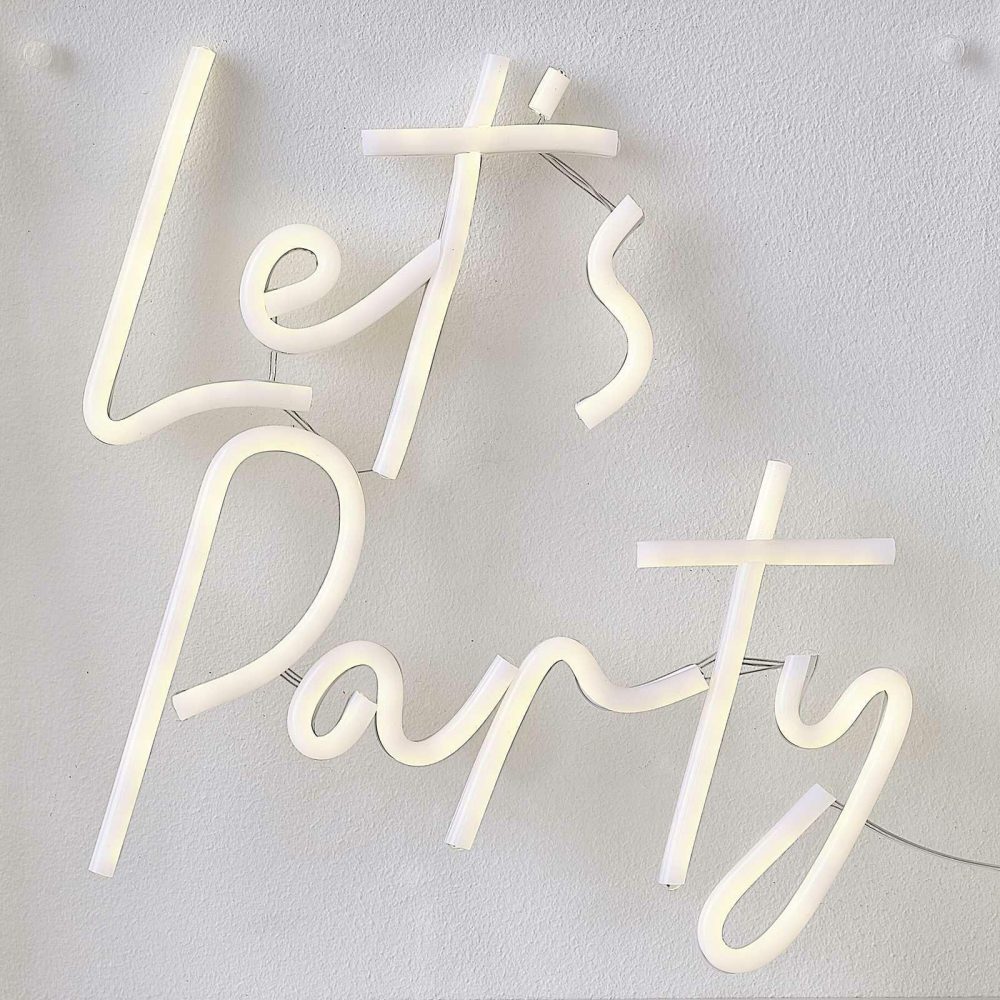 Hanging Decorations |   White Let’s Party Neon Light Hanging Decorations Hanging Decorations