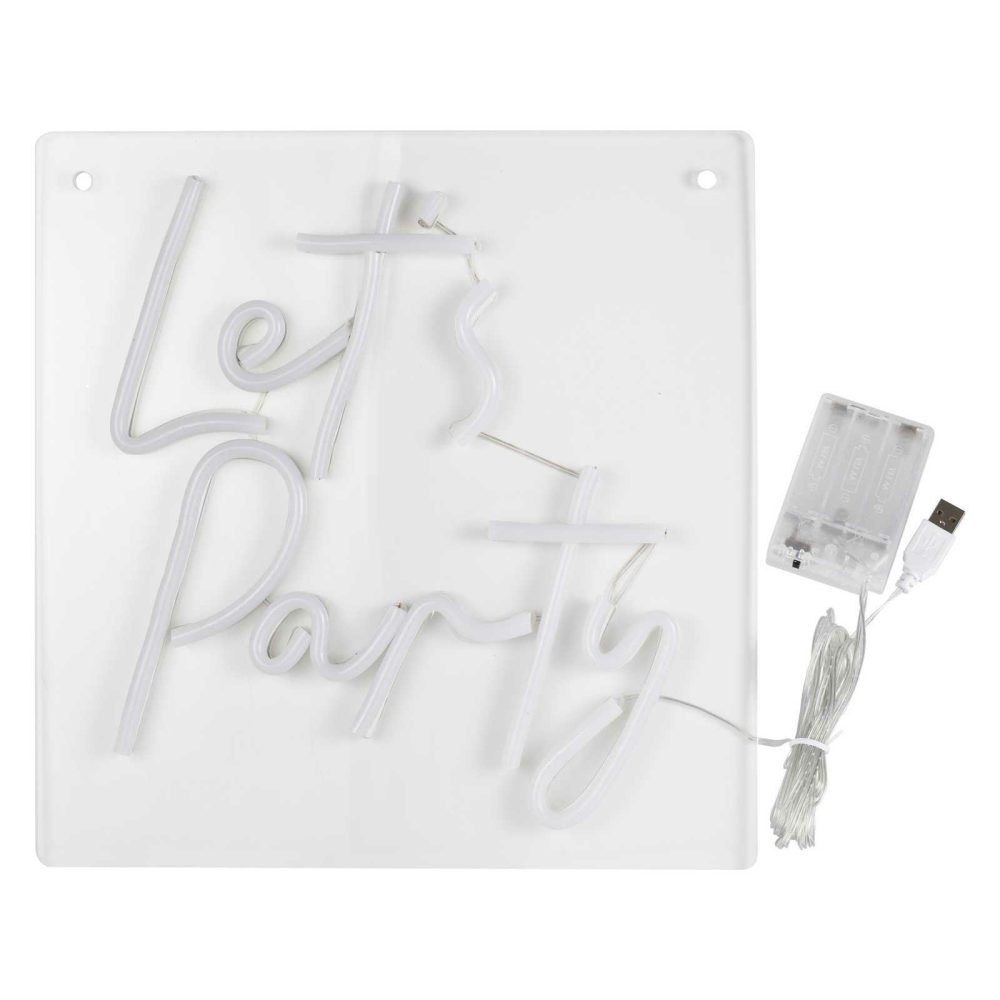 Hanging Decorations |   White Let’s Party Neon Light Hanging Decorations Hanging Decorations