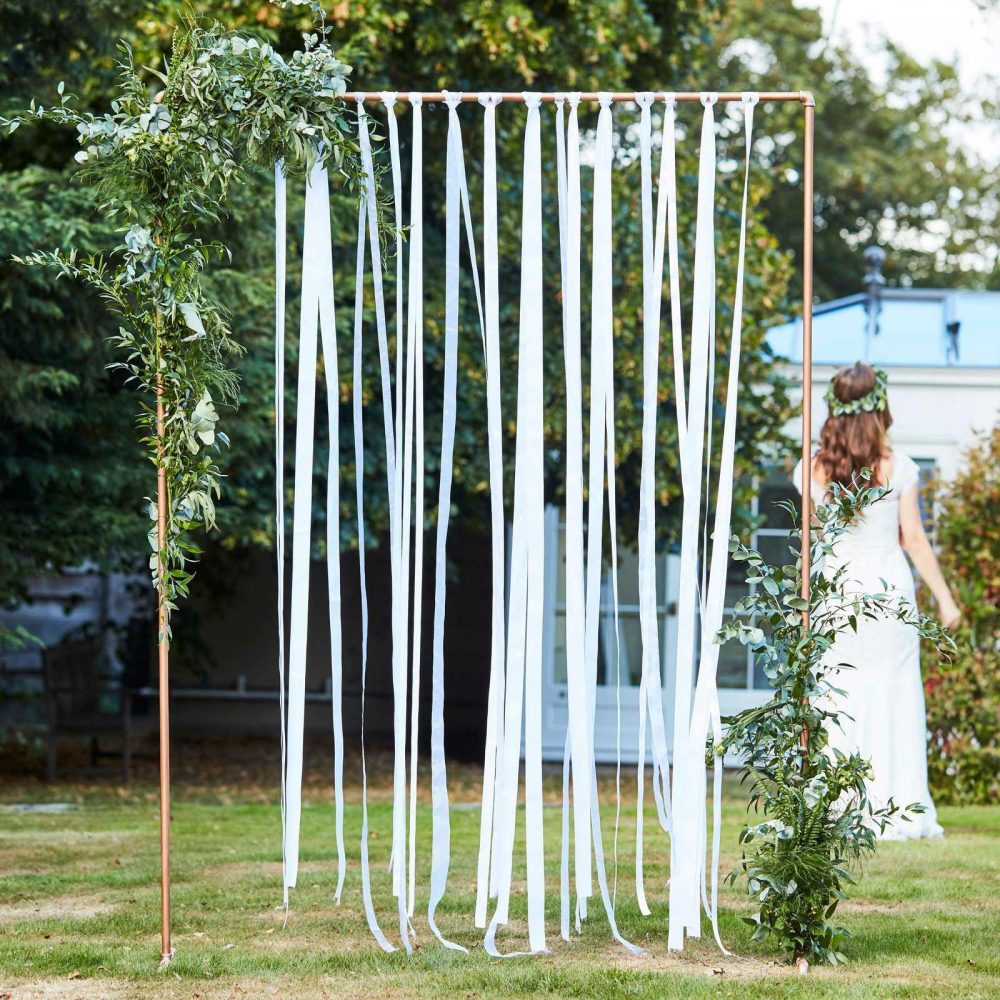 Hanging Decorations |   White Ribbon Hanging Wedding Backdrop Backdrops Backdrops