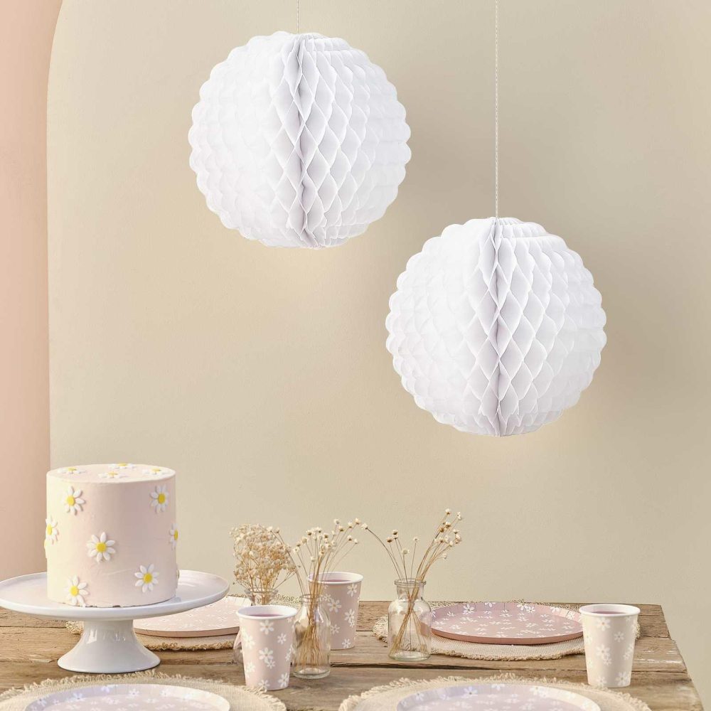 Hanging Decorations |   White Scalloped Honeycomb Decorations Hanging Decorations Hanging Decorations