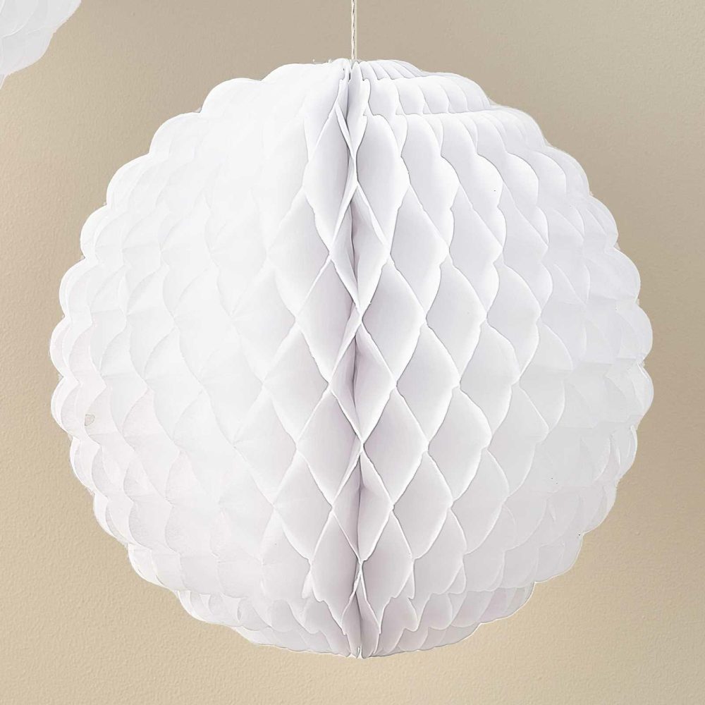 Hanging Decorations |   White Scalloped Honeycomb Decorations Hanging Decorations Hanging Decorations