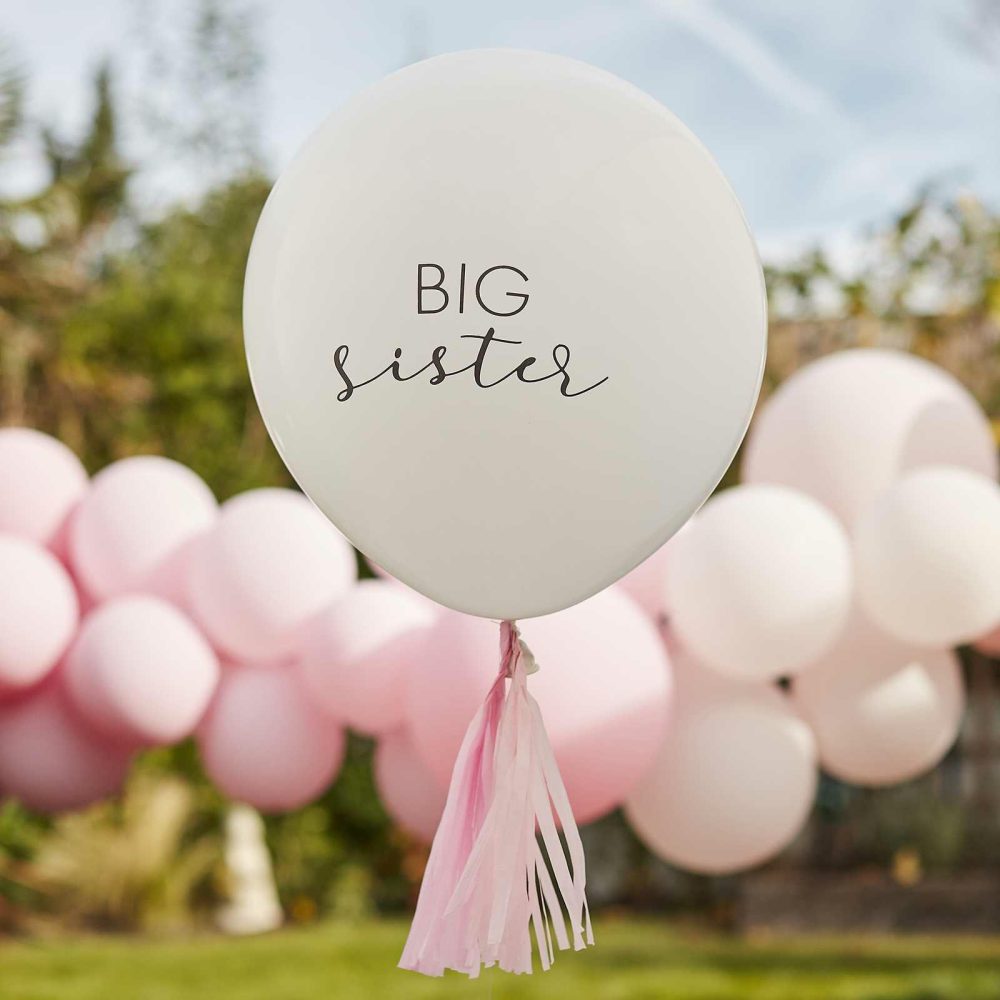 Helium Balloons |   Big Sister Balloon With Pink Tassels Balloons Helium Balloons