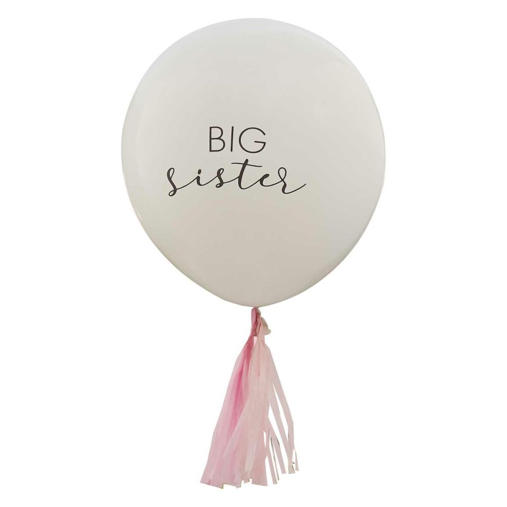 Helium Balloons |   Big Sister Balloon With Pink Tassels Balloons Helium Balloons