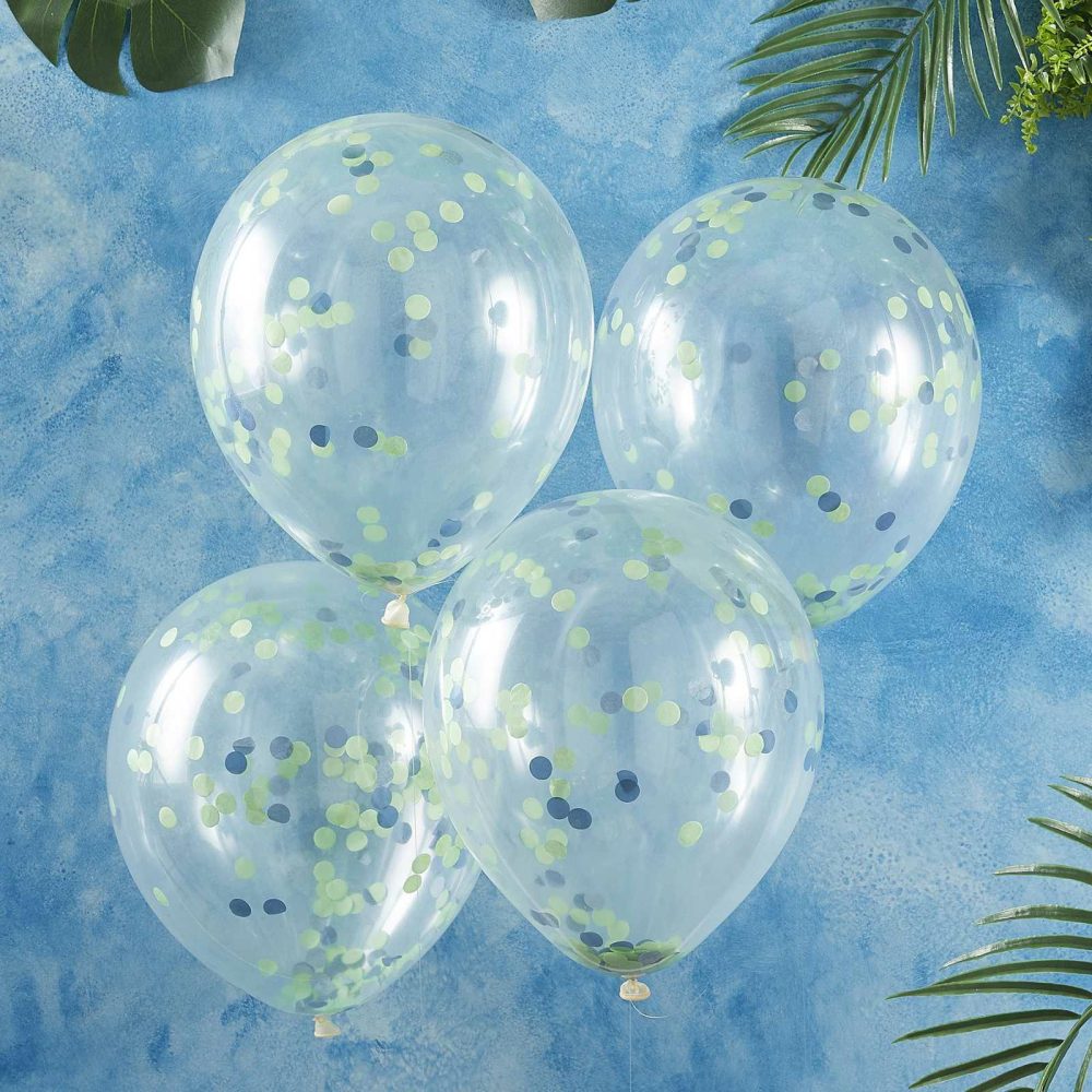 Helium Balloons |   Blue And Green Confetti Balloons Balloons Clear Balloons