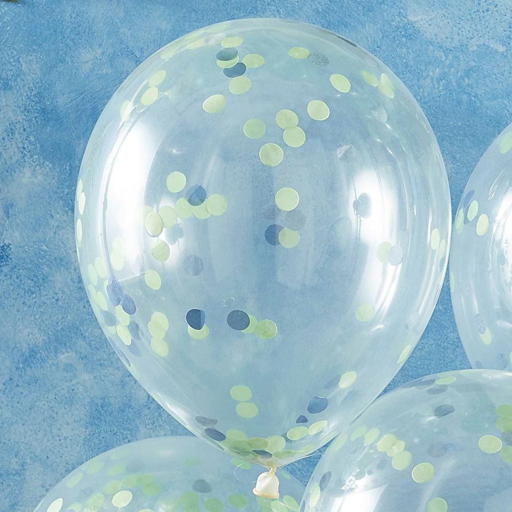 Helium Balloons |   Blue And Green Confetti Balloons Balloons Clear Balloons