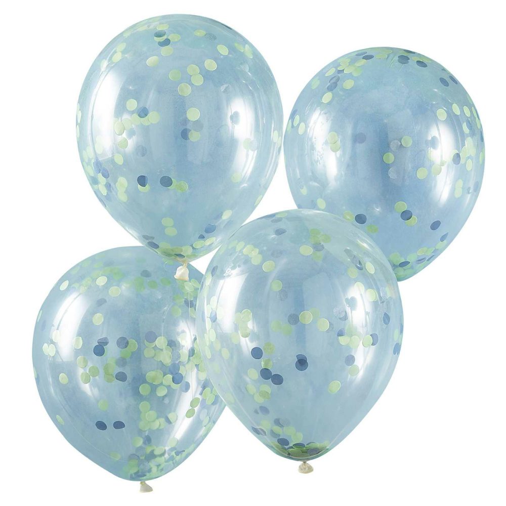 Helium Balloons |   Blue And Green Confetti Balloons Balloons Clear Balloons