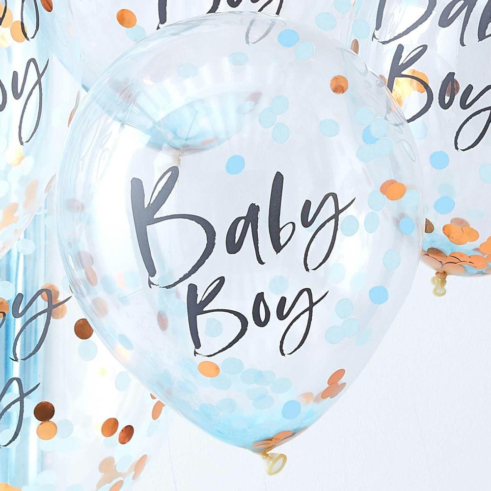 Helium Balloons |   Blue Baby Boy Baby Shower Confetti Balloons Balloons Confetti Balloons