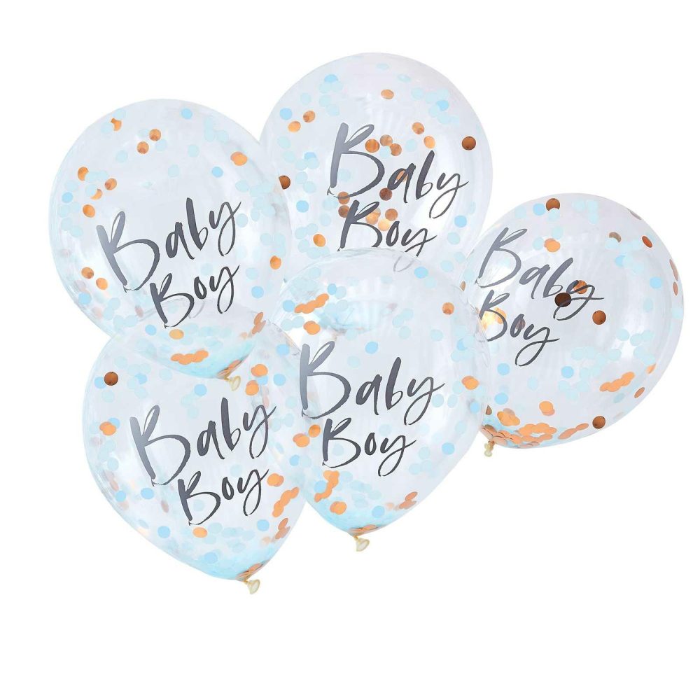 Helium Balloons |   Blue Baby Boy Baby Shower Confetti Balloons Balloons Confetti Balloons