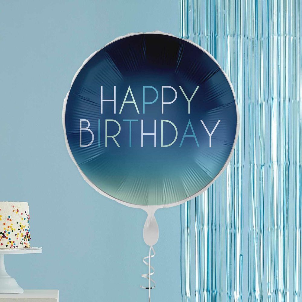 Helium Balloons |   Blue Ombre Happy Birthday Balloon Balloons Foil Balloons