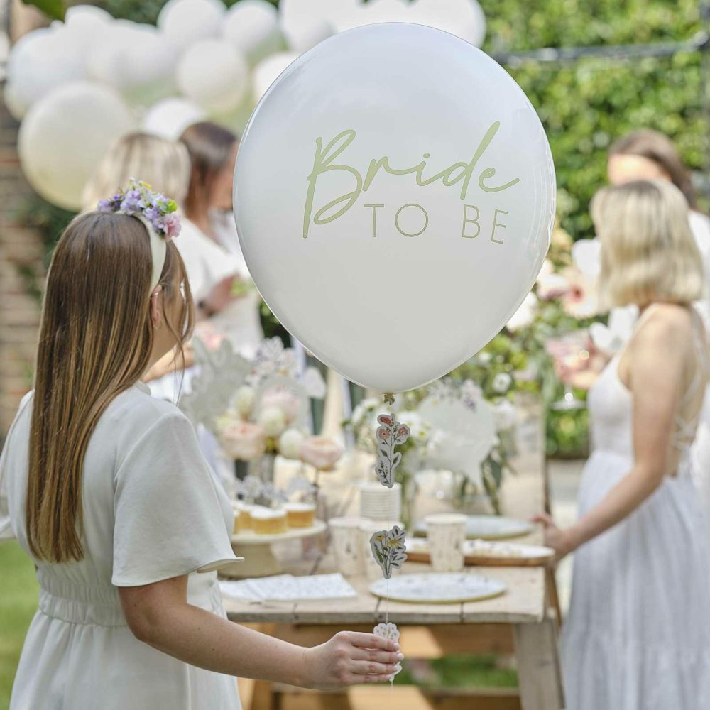 Helium Balloons |   Bride To Be Hen Party Balloon With Floral Tail Balloons Helium Balloons