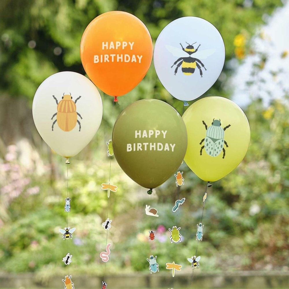 Helium Balloons |   Bug Party Birthday Balloons With Bug Balloon Tails Balloons Helium Balloons