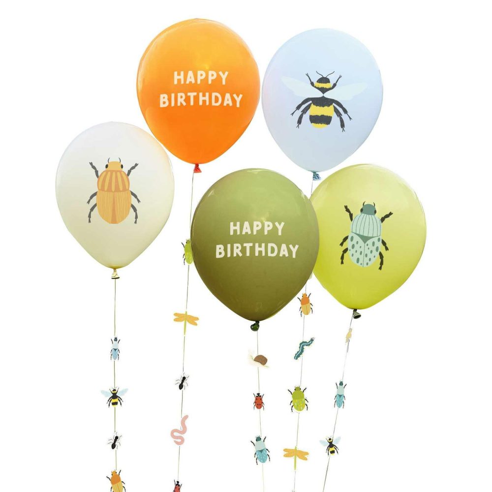 Helium Balloons |   Bug Party Birthday Balloons With Bug Balloon Tails Balloons Helium Balloons