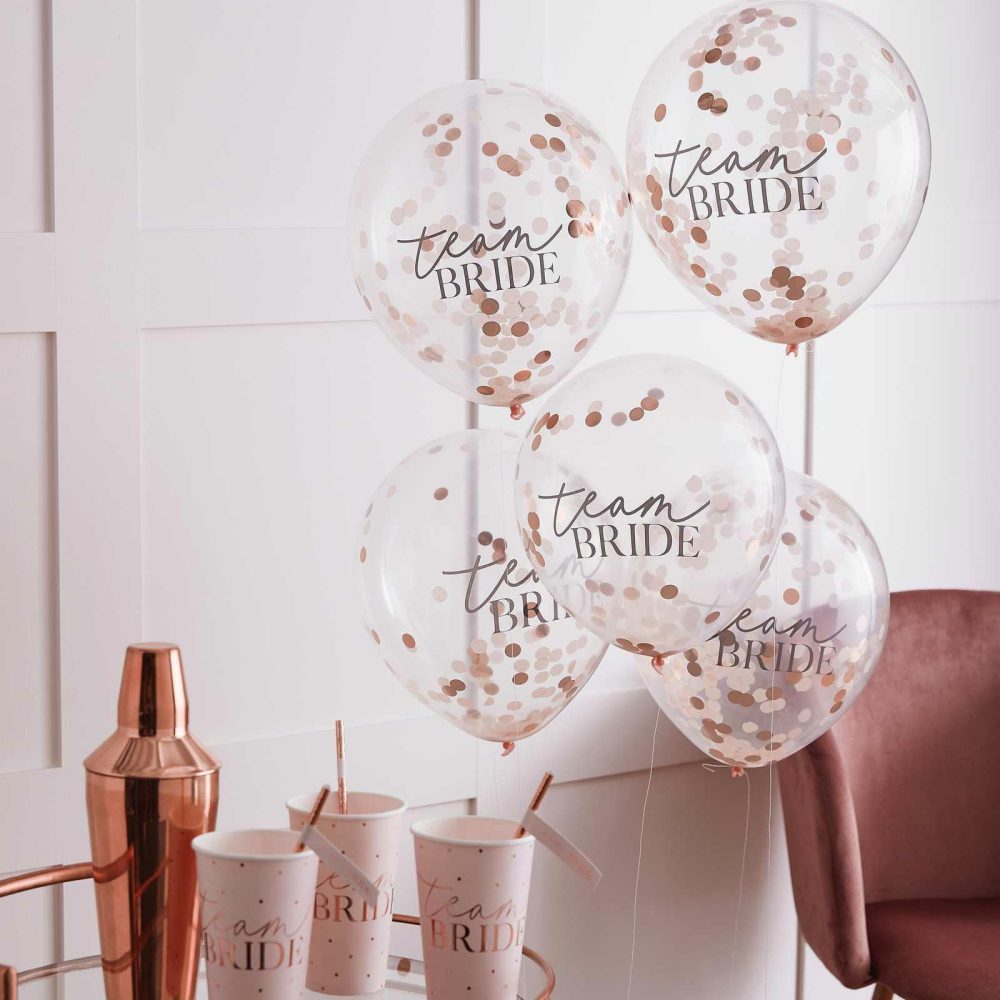 Helium Balloons |   Confetti Filled Team Bride Bachelorette Party Balloons Balloons Clear Balloons