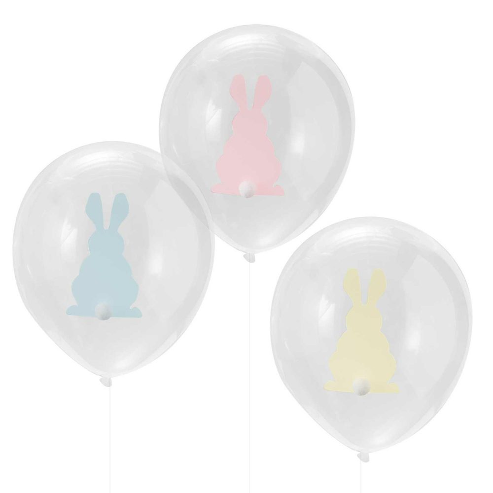 Helium Balloons |   Easter Bunny Balloons With Pom Poms Balloons Helium Balloons