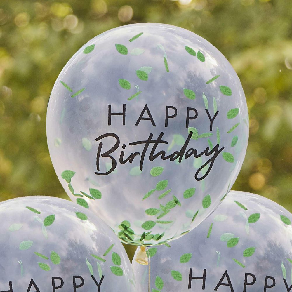 Helium Balloons |   Happy Birthday Leaf Confetti Balloons Balloons Clear Balloons