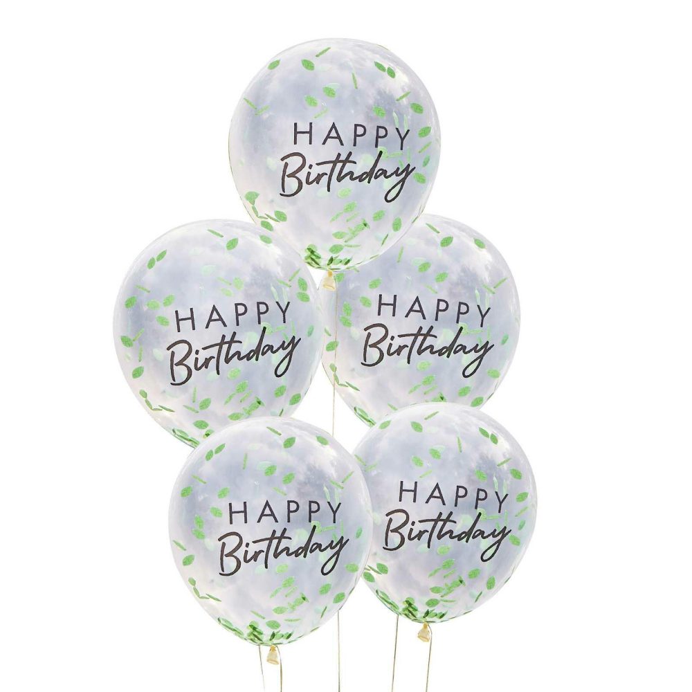 Helium Balloons |   Happy Birthday Leaf Confetti Balloons Balloons Clear Balloons