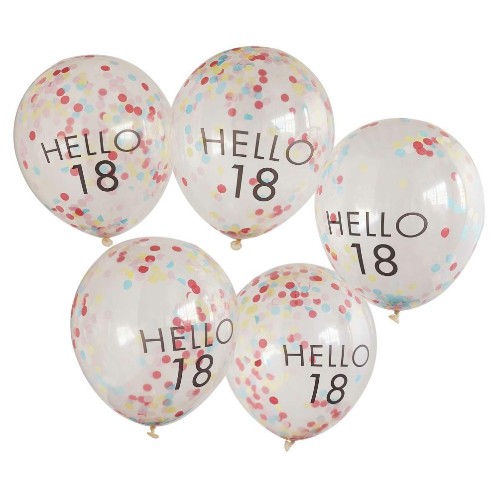 Helium Balloons |   Hello 18 Rainbow Confetti 18Th Birthday Balloons Balloons Helium Balloons