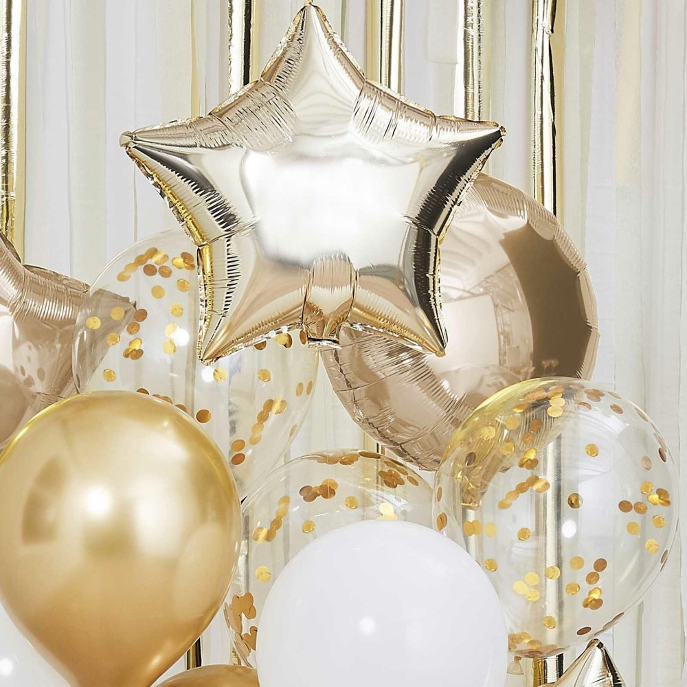 Helium Balloons |   Metallic Gold Balloons Bundle Balloons Foil Balloons