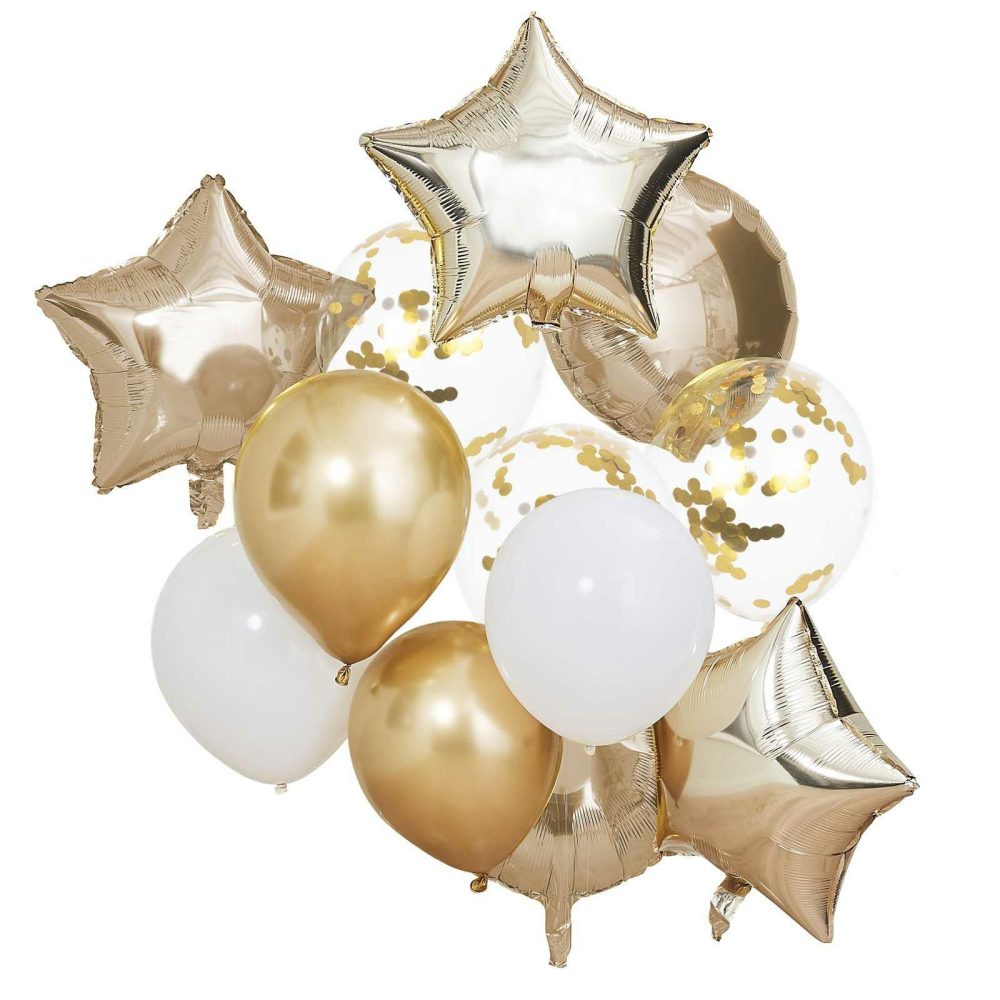 Helium Balloons |   Metallic Gold Balloons Bundle Balloons Foil Balloons