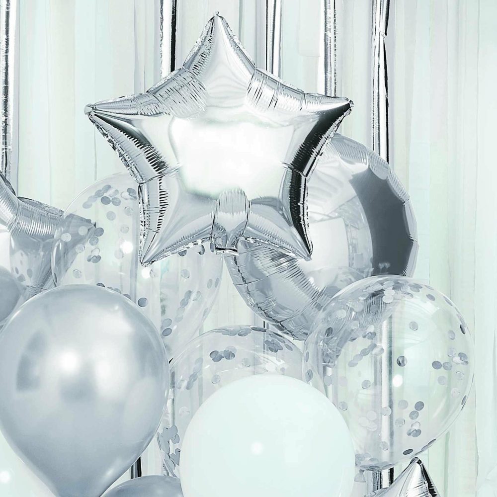 Helium Balloons |   Metallic Silver Balloons Bundle Balloons Foil Balloons