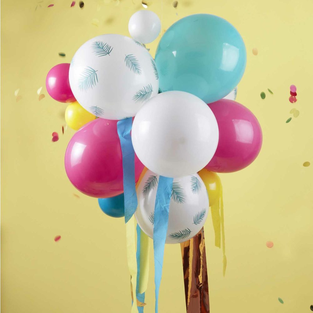 Helium Balloons |   Multicoloured And Palm Print Party Balloon Chandelier Balloons Helium Balloons