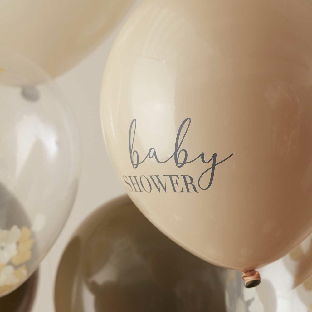 Helium Balloons |   Neutral Baby Shower Balloon Bundle Balloons Confetti Balloons